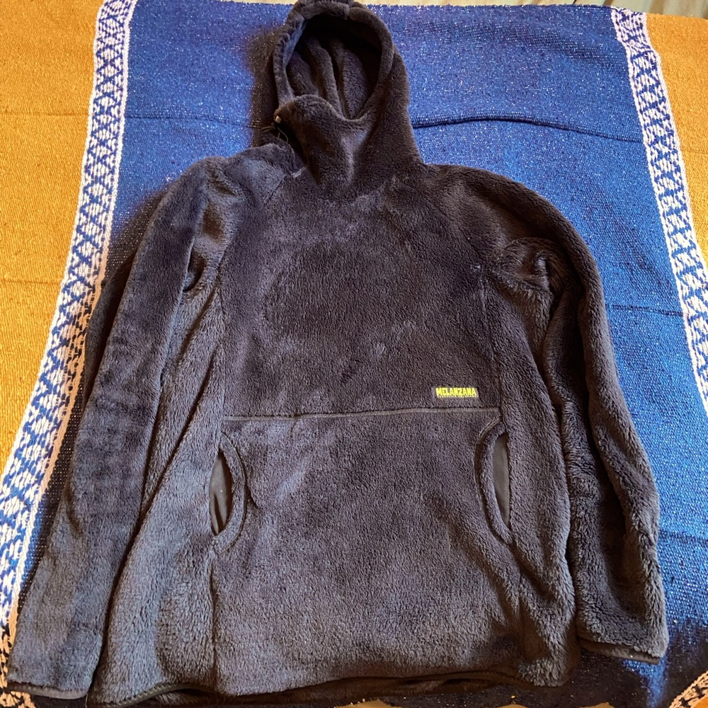 Melanzana High Loft Hoodie. size large. Black.